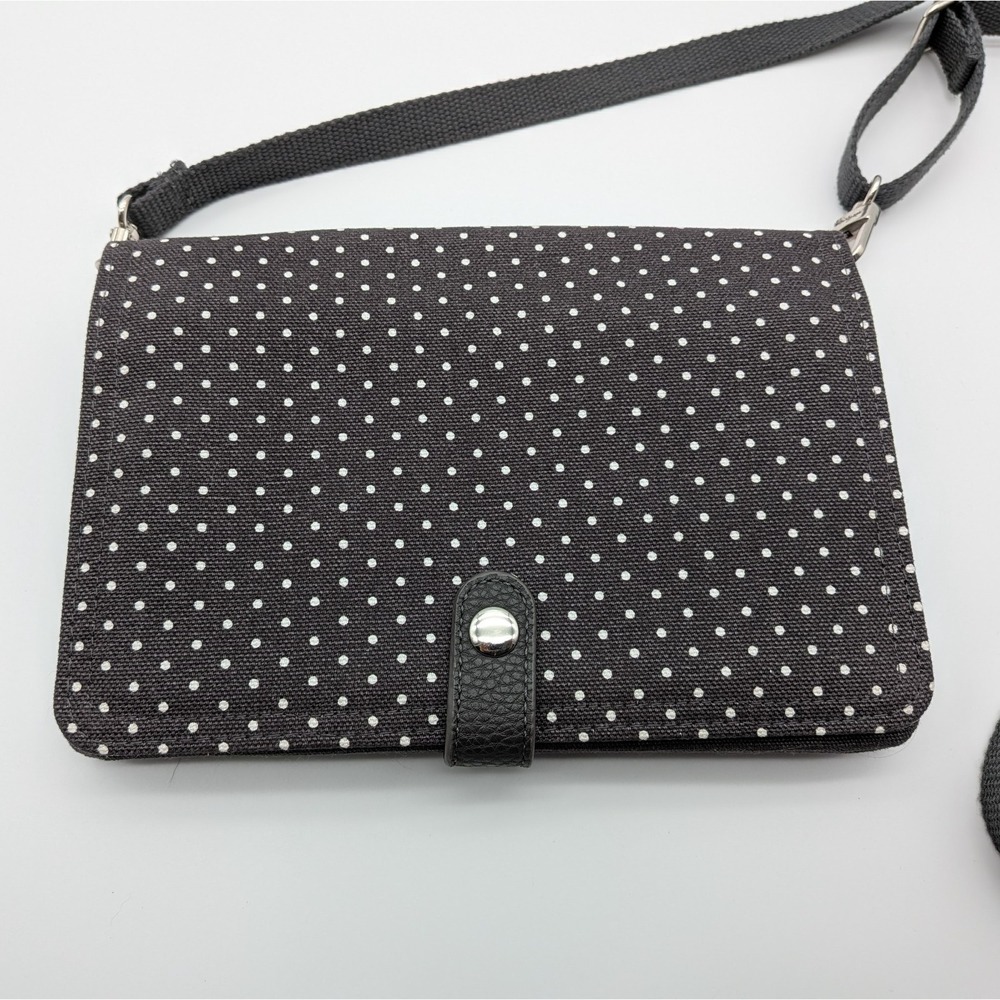 Thirty-One Gifts Crossbody Purse Charcoal Gray Polka Dot 100% Cotton